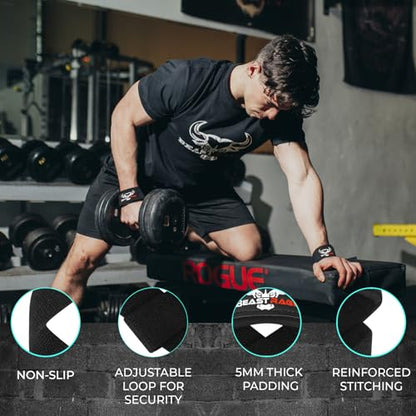 BEAST RAGE Lifting Wrist Straps for Weightlifting, Straps Gym Grip Power Workouts Lifting Straps Padded Neoprene & Premium Cotton Men Women, Deadlift Bodybuilding Exercise Lifting Straps - color: Black
