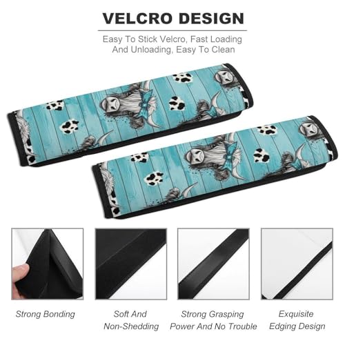 2PCS Rustic Farmhouse Cattle Print Highland Cow Car Seat Belt Pad Universal Soft and Comfortable Harness Pads Strap for Kids, Car Seats Pushchair Strollers High Chair Pushchair - color: Pattern 835