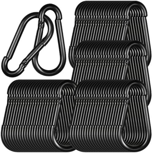 Heavy Duty Spring Snap Hook Carabiners, Galvanized Steel Quick Links, Spring Clips in Black & Silver, Multiple Sizes: 1.6Inch/2Inch/2.4Inch/3Inch/4Inch, for Swing Hammock Camping Keychain Outdoor - size: M8-100PCS, style: Black