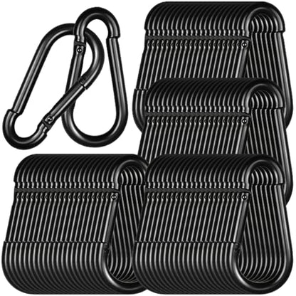 Heavy Duty Spring Snap Hook Carabiners, Galvanized Steel Quick Links, Spring Clips in Black & Silver, Multiple Sizes: 1.6Inch/2Inch/2.4Inch/3Inch/4Inch, for Swing Hammock Camping Keychain Outdoor - size: M8-100PCS, style: Black