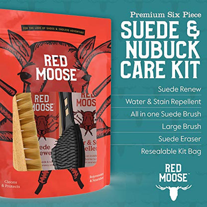 RED MOOSE Shoe & Sneaker Cleaner Kit – Leather, Suede, Nubuck, Canvas & White Shoes with Brush, Foam & Cloth, Made in USA - color: 5 Pcs Suede & Nubuck Kit