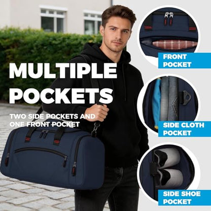 Uarition Mens Gym Bag, 55L Large Sports Duffle Bags, Workout Bags Lightweight, Navy Blue | For Travel, Carry On Weekender - color: Navy Blue