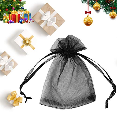 Boshen 100/200PCS Organza Gift Candy Sheer Bags Mesh Jewelry Pouches Drawstring Bulk for Wedding Party Favors Christmas (3" X 4"(100PCS), Black) - color: Black-3" X 4"(100PCS)