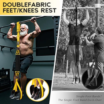 HOXWC Pull Up Assistance Bands, Adjustable Heavy Duty Resistance Band for Pull Up, 3 Pull Up Bands, Comfortable Fabric Feet/Knee Rest, Assistance Bands for Pull-Up, Home Fitness, Body Stretching - color: 1-Yellow