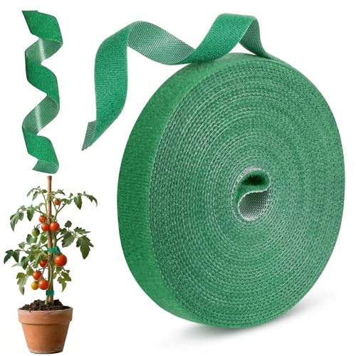 32.8ft Garden Plant Ties, Reusable Green Nylon Plant Tape for Climbing Plants, Tomato Vines & Flower Support, Adjustable Hook and Loop Garden Straps for Trellis & Wall Fixing - size: 1 Pack 32.8 Feet