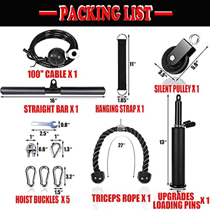 Mtgluk Cable Pulley System Upgraded DIY LAT and Lift Weight Pulley Machine Attachment Home Gym Forearm Wrist Roller for Triceps Pull Downs Biceps Curl Forearm Shoulder - color: Cable 100''+ Sleeve