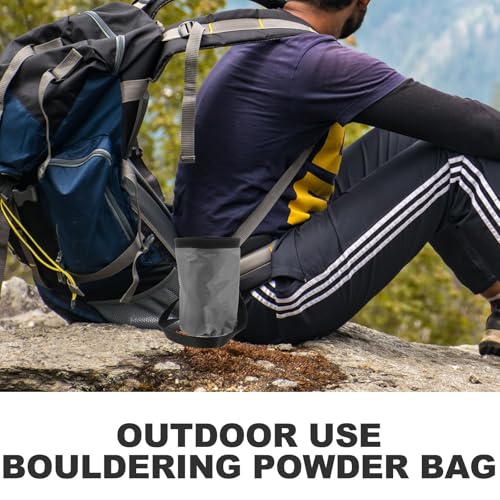 Anti-Slip Rock Climbing Chalk Bag Made of Sturdy Oxford Fabric with Fleece Lining, Wear-Resistant Outdoor Mountaineering Powder Storage Bag with D-Ring for Climbing Enthusiasts