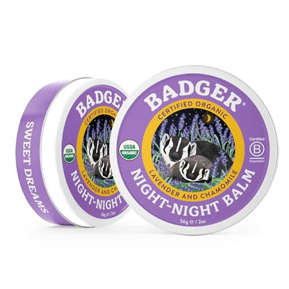 Badger - Night Night Balm, Chamomile & Lavender, Natural Sleep Balm for Kids, Scented Relaxing Balm for Children, Kids Organic Sleep Balm, 2 oz (2 Pack) - size: 2 Ounce (Pack of 2)