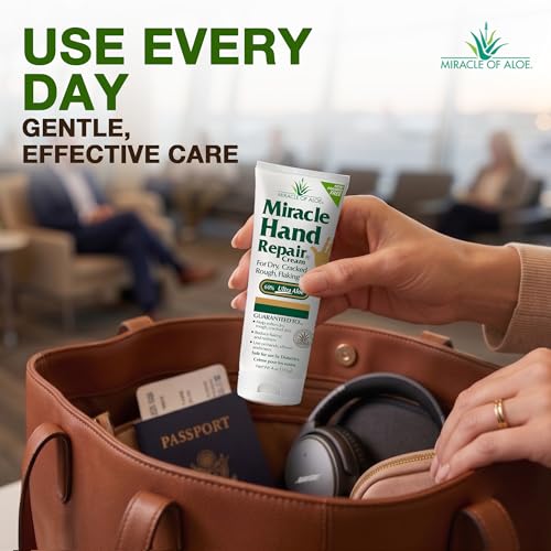 Miracle Aloe Hand Cream For Dry Cracked Hands, 4 Oz, 60% Aloe Vera, 2 Pack | Hand Repair Cream, Non Greasy Fast Absorbing Moisturizer, Working Hands Lotion For Extremely Dry Skin, Travel Size, Elbows - size: 4 Ounce (Pack of 2)