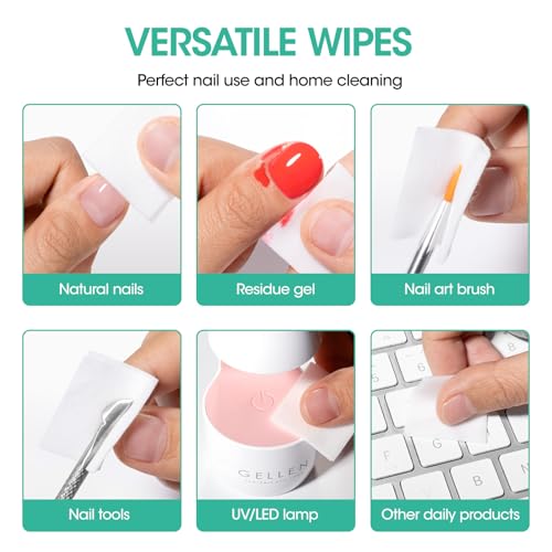 GELLEN Nail Cleanser Pads, 200 Pack Alcohol Prep Pads Individually Wrapped | Nail Cleanser Wipes Remove Tacky Residue, Lint-free Glossy Wipes for Acrylic/Builder/Gel Polish Travel for Perfect Manicure - size: 200PCS