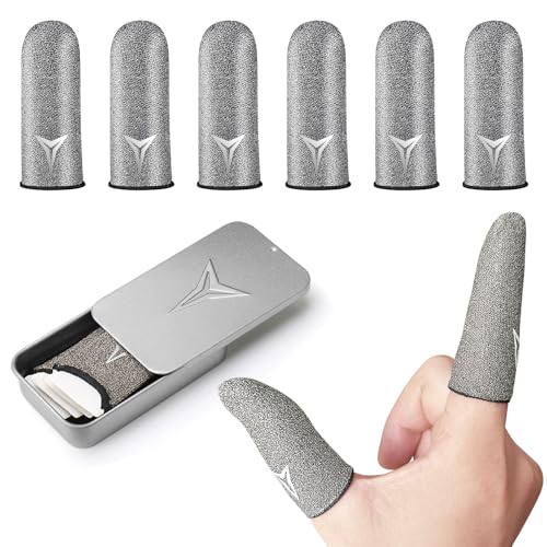 Longer Size for 5 Fingers, No More Slipping,Professional Pure Silver Fiber Finger Sleeves for Mobile Gaming– Maximum Touch Sensitivity, Anti-Sweat,6 Pack (M) - size: M