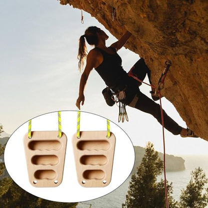 Portable Hangboard Wooden Finger Training Kit Set for Climbers | 2X Rock Climbing Support Rehabilitation Fitness Hand Grip Forearm Strength Workout Exercise for Women Men Home Gym Outdoor