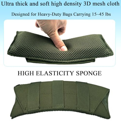 Ultra Thick Shoulder Strap Pad 2 Pack, Heavy Load Backpack Strap Pads, High Elasticity Tactical Bag Shoulder Pads - color: 2PCS-Green