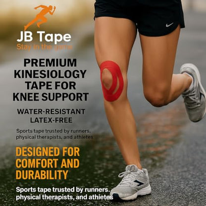 JB Tape Kinesiology Tape, 80 Precut Strips, Green, Latex‑Free, 4 Rolls | 80 Precut Strips, 10-Inch Strips, 4 Rolls - color: Kelly Green