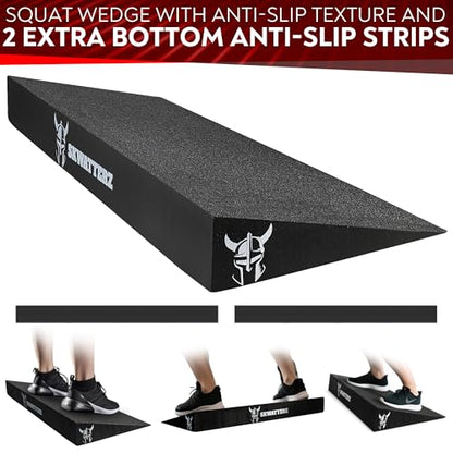 Slant Board Squat Wedge Boards For Exercise - ATG Workout Wedge With Anti Slip Sandgrip Layer Already Mounted - Calf Raise Block & Bulgarian Split Stand Squats wedges Incline - Heel Elevated Blocks