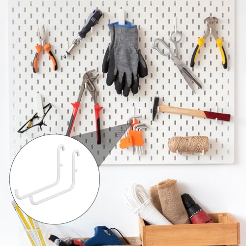 24 Pcs 3.7 x 2.4 Inches Pegboard Hooks, Compatible with Skadis Peg Board, Long L Shape Peg Board Hooks for Hanging, Pegboard Accessories, for Home Office Storage Tool(White)