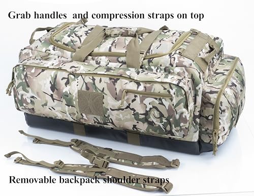 Large Duffle Bag Duffel Pack with Backpack Shoulder Straps and Shoes Compartment 105L for Sports Travel Hunting Camping. - color: AT Camo