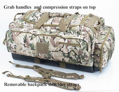 Large Duffle Bag Duffel Pack with Backpack Shoulder Straps and Shoes Compartment 105L for Sports Travel Hunting Camping. - color: AT Camo