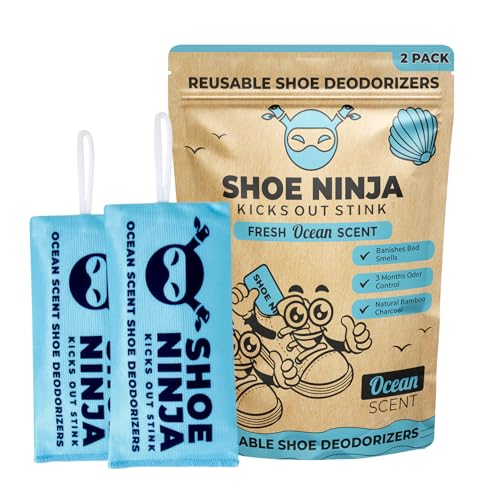 Shoe Ninja Shoe Deodorizer - Shoe Odor Elimination with Activated Charcoal, Versatile and Reusable Shoe Smell Remover, Boxing Glove Deodorizer, and Shoe Freshener, Great for Sports - 1 Pack Count of 2 - size: 1 Count (Pack of 2)