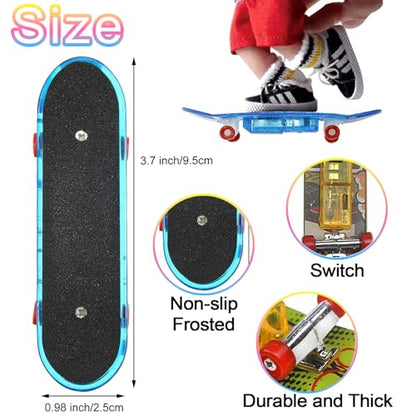9 Pcs Light up Finger Skateboards Toys, LED Mini Skateboard Fingerboards Creative Fingertips Toys Finger Skater Skateboard Party Favors Gifts for Kids (9)