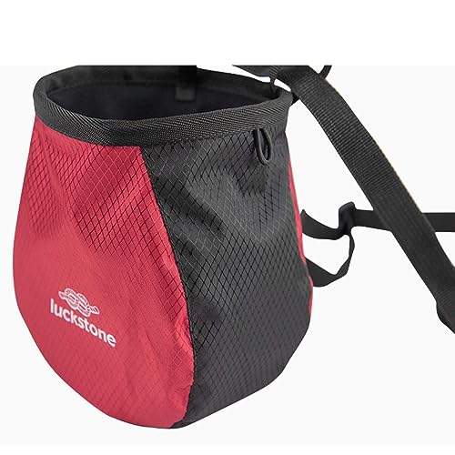 Climbing Chalk Bag Storage Pouch Adjustable Waist Belt Nonslip Packaging Chalk Carrier Bag for Gymnastics Walking Rock Climbing Pole Dancing, Red