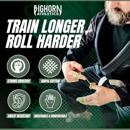 Bighorn Athletics Finger Tape, 0.5-Inch x 45-Feet, 8 Rolls, Military Green/Black - color: Military Green & Black, size: 0.5-Inch