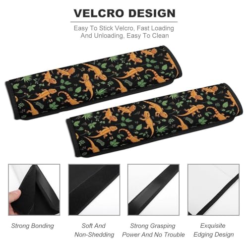 1 Pair Universal Soft and Comfortable Seat Belt Shoulder Pad for Adult Use, Stroller Pushchair High Chair, Bearded Dragon Black Green Leaves Neck Strap Covers, Anti-Slip Pad - color: Pattern 1042