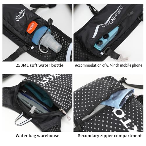 INOXTO Running Hydration Vest Backpack,Lightweight Insulated Pack with 1.5L Water Bladder Bag Daypack for Trail Hiking Running Cycling Race Marathon for Women Men - color: Black