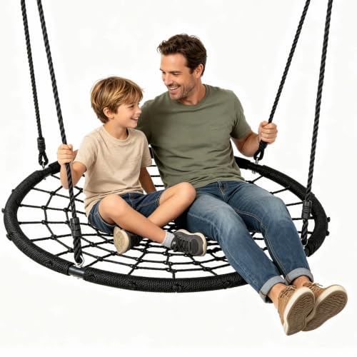 ZENY 48'' Spider Web Tree Swing for Kids and Adults, Steel Frame, 660 lb Capacity, Outdoor Swing Set,Hanging Straps, Adjustable Ropes (48 inch) - size: 48 inch