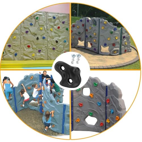 Climbing Hand Foot Holds Grip Kits 10pcs Climbing Holds Stones Plastic Large Climbing Rocks Outdoor Playground Set for Kids - color: Black
