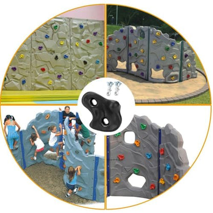 Climbing Hand Foot Holds Grip Kits 10pcs Climbing Holds Stones Plastic Large Climbing Rocks Outdoor Playground Set for Kids - color: Black