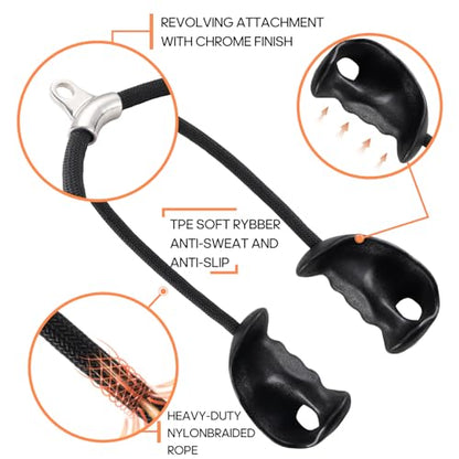 Tricep Rope Pull Down Attachment with Ergonomic Handles,Triceps Rope for Cable Machine Pulley System,Home Gym Accessories - color: Dark