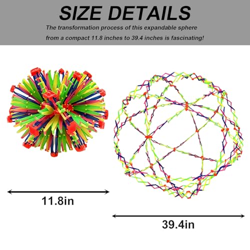 Large Plastic Toy, Novelty Rainbow Expandable Ball (11.8" to 39.4"), Breathing Sensory Stretching Elasticity Toy Designed Specifically for Boy and Girl