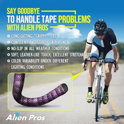 ALIEN PROS Chameleon Skin Bike Handlebar Tape (Set of 2) – Full Pattern Upgrade with Striking Color-Shifting Design and Premium Comfort Grip (Purple) - color: Purple