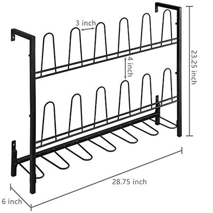 MyGift Premium Black Metal Hanging Wall Shoe Rack for Walk in Closet, Mudroom and Entryway, Wall Mounted Space Saving Boot and Shoe Rack Organizer, Holds 9 Pairs - color: Black (3 Tier, 18 Pairs)