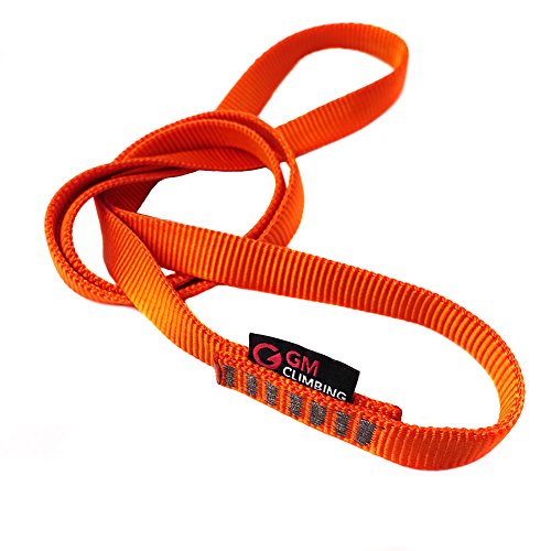 GM CLIMBING 16mm Nylon Sling Runner 22kN / 4950lbf CE UIAA Certified - color: Fluorescent Orange, size: 30cm / 12inch | Pack of 3