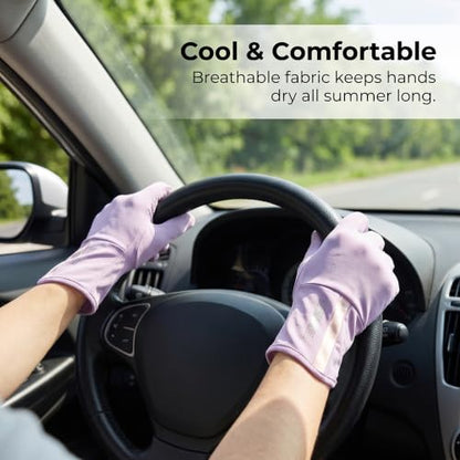 Protection Gloves for Women, Sun Protection Fingerless Touchscreen Driving Riding Gloves - color: Beige