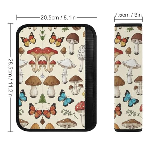 2PCS Mushroom Moth Floral Car Seat Belt Pad Universal Fit Seat Belt Covers Cushion for Kids, Car Seats Pushchair Strollers High Chair Pushchair, Easy Install (No Tool) - color: Pattern 255