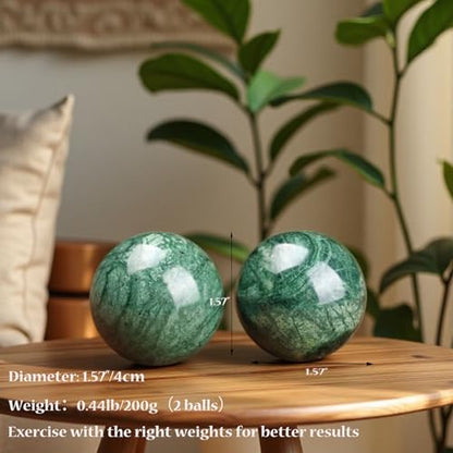Baoding Balls 2Pcs, 1.57 inch Natural Marble Baoding Chinese Meditation Balls, with Carry Case for Hands Stress Relief, Dark Green - color: Dark Green, size: Medium-1.57"