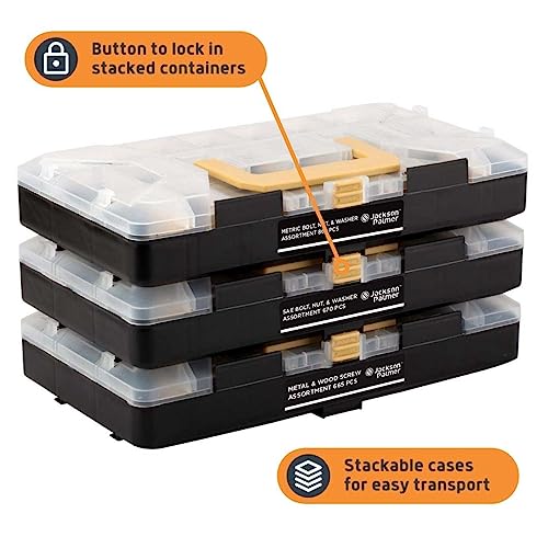 Jackson Palmer 2251 Piece Hardware Assortment Kit with Screws, Nuts, Bolts & Washers (3 Trays)…