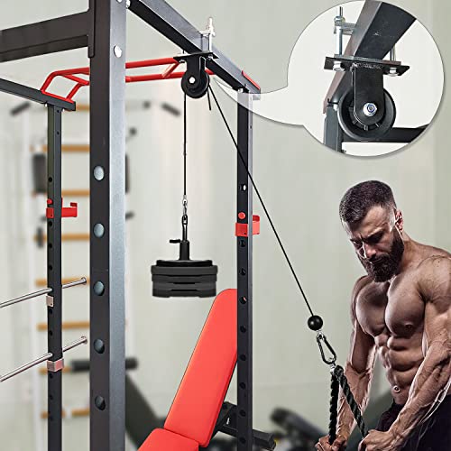 Power Rack Pulley Attachment, LAT Pulldown Machine - Cable & Weight Dual Pulley System for Home Gym Strength Training, Power Racks - color: Style 2