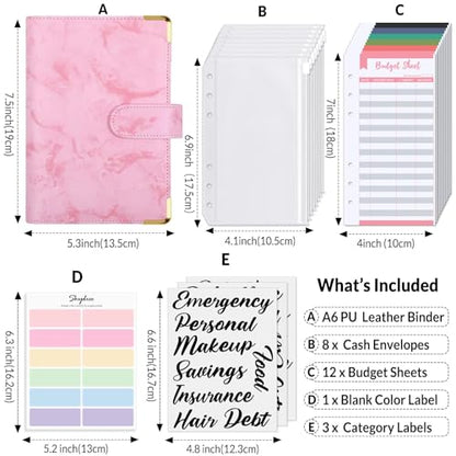 SKYDUE Budget Binder, Money Saving Binder with Zipper Envelopes, Cash Envelopes and Expense Budget Sheets for Budgeting (Mabblepink) - color: Mabblepink