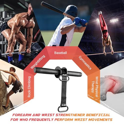 Forearm Exerciser Wrist Roller, TPE Anti-Slip Handles Forearm Strengthener with 43.3 in Or 51.2 in Ultra-Strong Nylon Strap, Grip strength Trainer with Quick Lock for Arm Strength Training (Black)