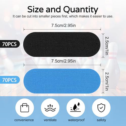 ‌Bowling Thumb Tapes Bowling Sport Accessories Bowling Finger Protection Tape for Men Women - color: 70Pcs Black+70Pcs Blue