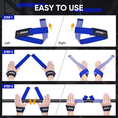 Weight Lifting Straps for Weightlifting, Lifting Wrist Straps Gym, Deadlift Strap, Anti Slip Silicone Weightlifting Strap Men Women Powerlifting, Strength Training - color: Blue, size: 1 Pair