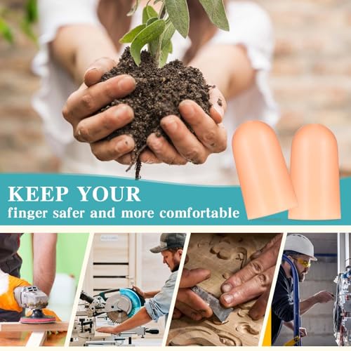 Ptwola 8pcs Finger Cots Silicone Finger Protector Covers Waterproof Soft Fingertips Support Sleeves Rubber Thumb Finger Caps Wrap Gloves for Finger Cracking Wound Cut Biting Protection