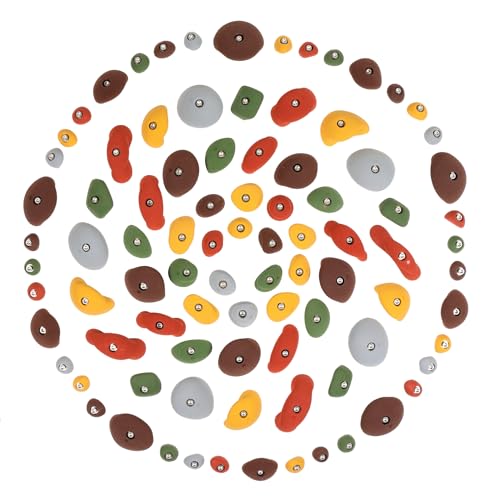 Atomik Rock Climbing Holds Set of 90 Bolt-On Steep Walls in Assorted Earth Tones
