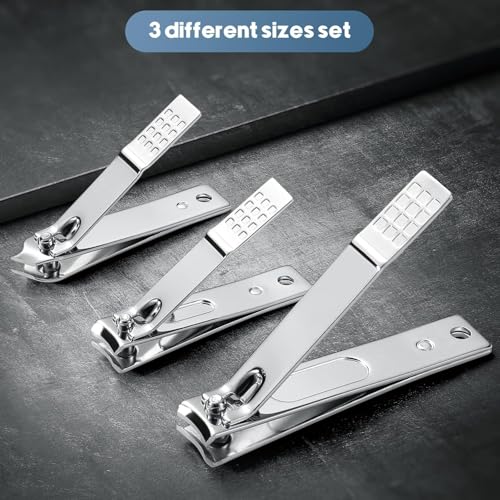 4-Piece Professional Nail Clippers Set with Wide Jaw - Heavy Duty Toenail Clippers for Thick Nails, Fingernail Clippers, Nail File & Cuticle Tool for Men and Women, Travel or Home Use