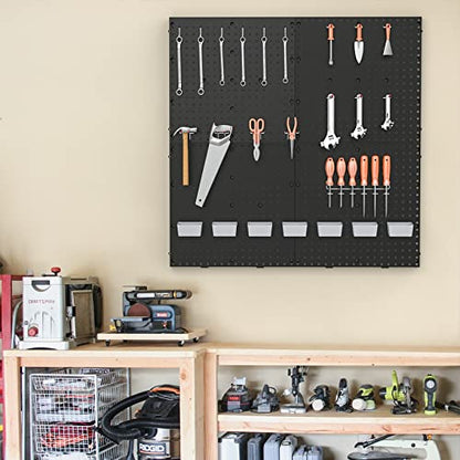 Pegboard Smith 17.75"x17.75" Black Plastic Pegboard Panels, Garage Tool Organization Peg Board, Set of 4