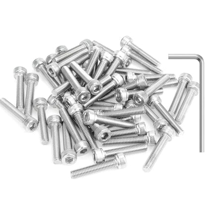 HELIFOUNER 50 Pieces M5 x 25mm, Thread Pitch 0.8mm, 304 Stainless Steel (18-8) Hex Socket Head Cap Screws, Fully Threaded - size: M5 x 25mm